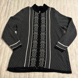 Christopher & Banks XL Cardigan Sweater Black Full Zip Sweater‎ Knit Comfy